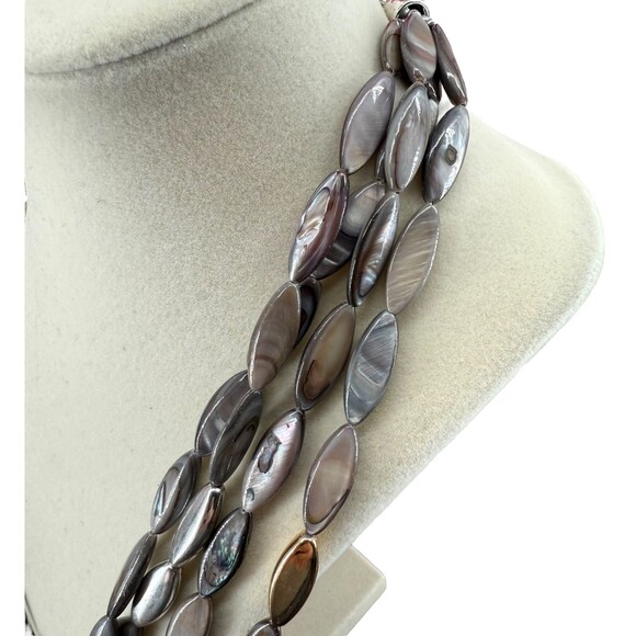 J. Jill Shell Necklace & Bracelet Set Mixed Metal Cluster Mother Pearl Abalone - Picture 14 of 16